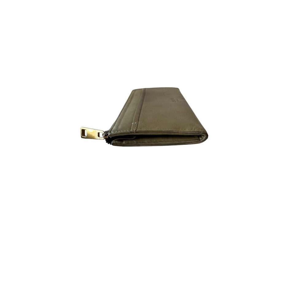 Margot New York Gabby Single Zip Around Leather Wallet Wristlet Olive Green - Picture 6 of 9